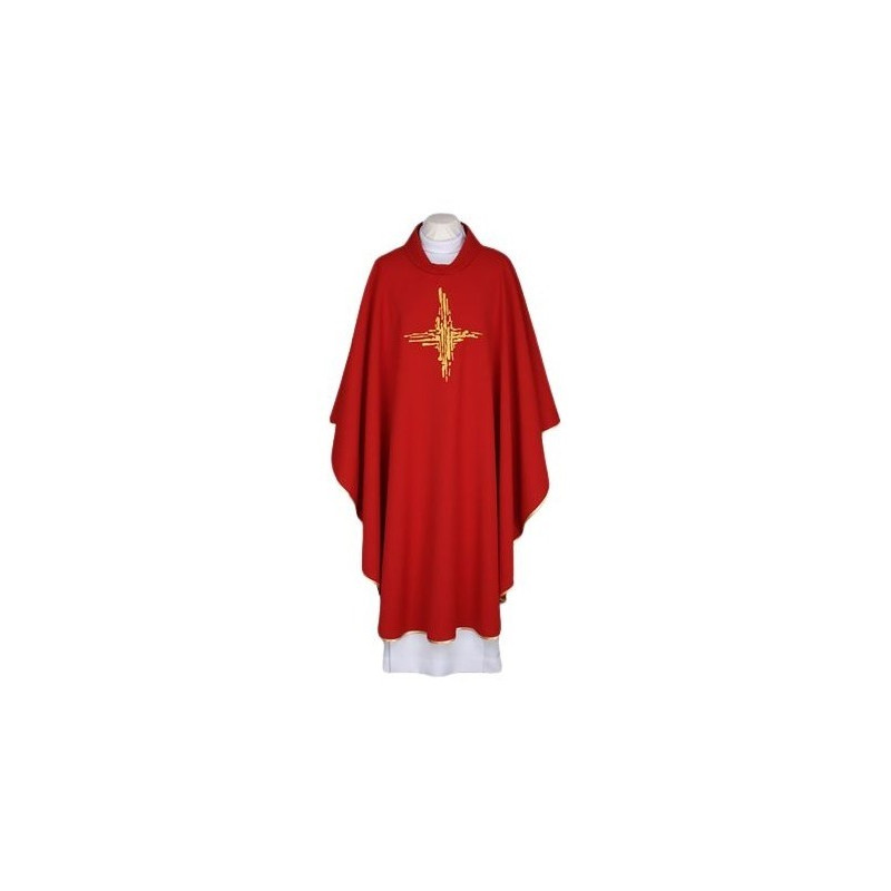 Rotes Messgewand, bestickter Gürtel - Kreuz (114)