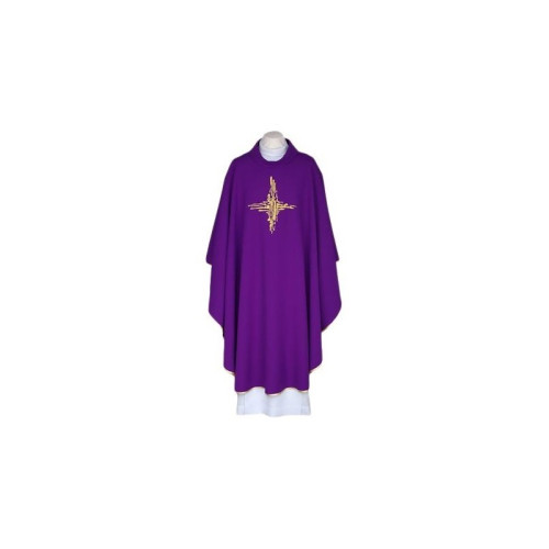 Lila Messgewand, bestickter Gürtel - Kreuz (116)