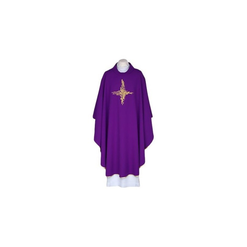 Lila Messgewand, bestickter Gürtel - Kreuz (116)