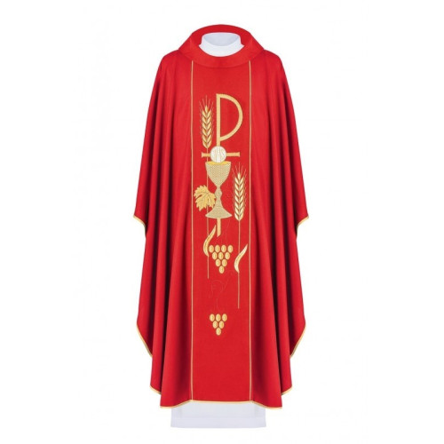 Messgewand, bestickt mit dem Symbol des Kelches - rot (H2)