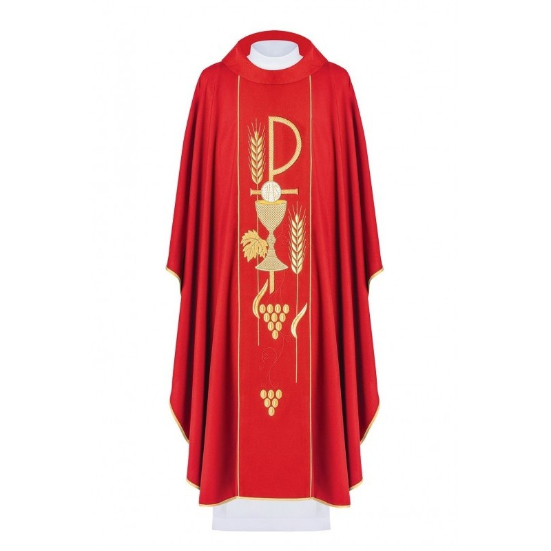 Messgewand, bestickt mit dem Symbol des Kelches - rot (H2)