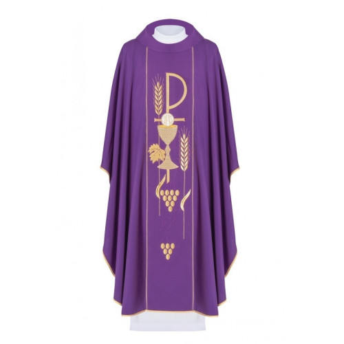Messgewand, bestickt mit dem Symbol des Kelches - violett (H3)