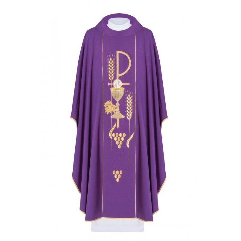 Messgewand, bestickt mit dem Symbol des Kelches - violett (H3)