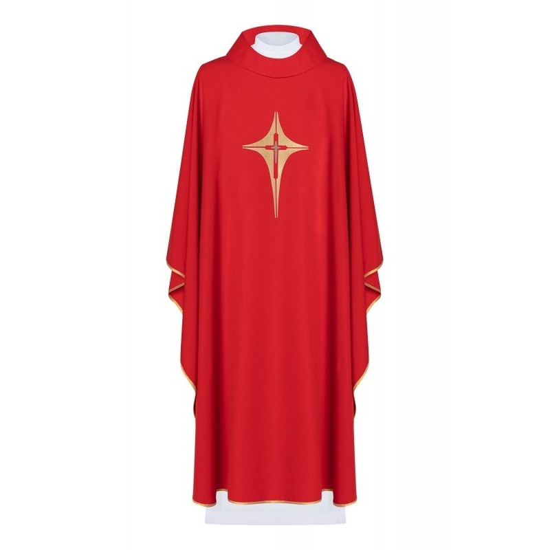 Messgewand, bestickt mit dem Symbol des Kreuzes - rot (H2)
