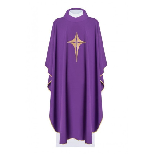 Messgewand, bestickt mit dem Symbol des Kreuzes - violett (H2)