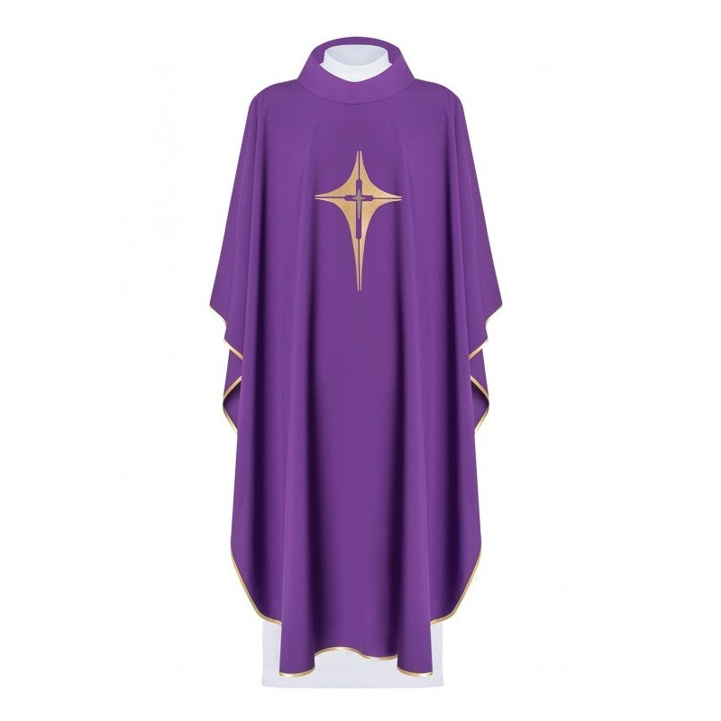 Messgewand, bestickt mit dem Symbol des Kreuzes - violett (H2)