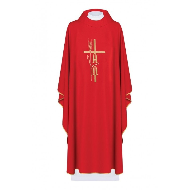 Alpha Omega gesticktes Messgewand - rot (H6)