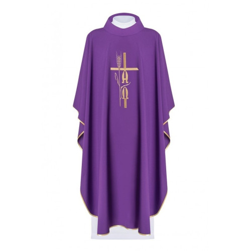 Alpha Omega gesticktes Messgewand - violett (H6)