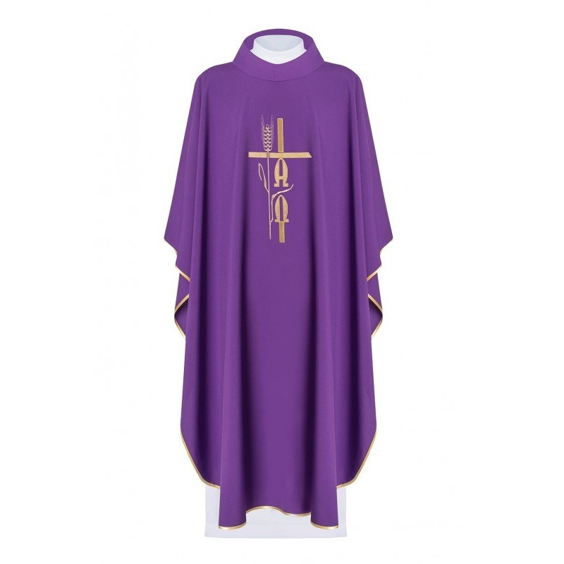 Alpha Omega gesticktes Messgewand - violett (H6)