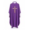 Messgewand gesticktes Kreuz mit IHS-Symbol - violett (H7)