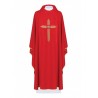 Gesticktes Messgewand Kreuz mit IHS-Symbol - rot (H7)