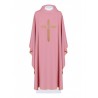 Gesticktes Messgewand Kreuz mit IHS Symbol - rosa (H7)
