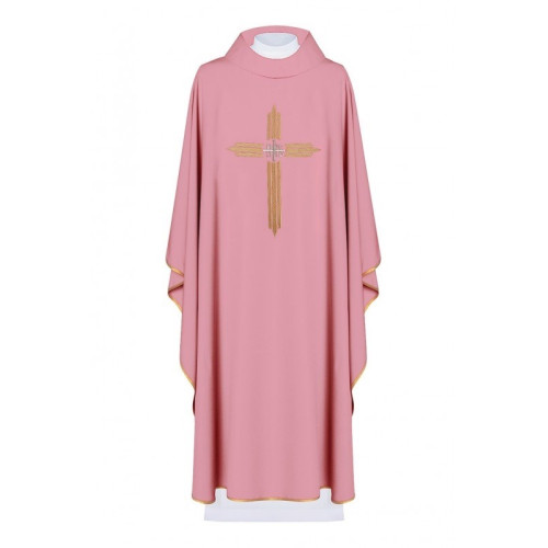 Gesticktes Messgewand Kreuz mit IHS Symbol - rosa (H7)