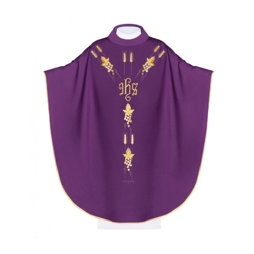 Messgewand mit gesticktem IHS-Traubensymbol - violett (H13)