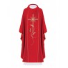 Gesticktes Messgewand Kreuz mit IHS-Symbol - rot (H14)
