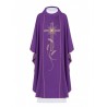 Gesticktes Messgewand Kreuz mit IHS-Symbol - lila (H14)