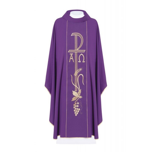 Alpha und Omega gesticktes Messgewand - lila (H15)