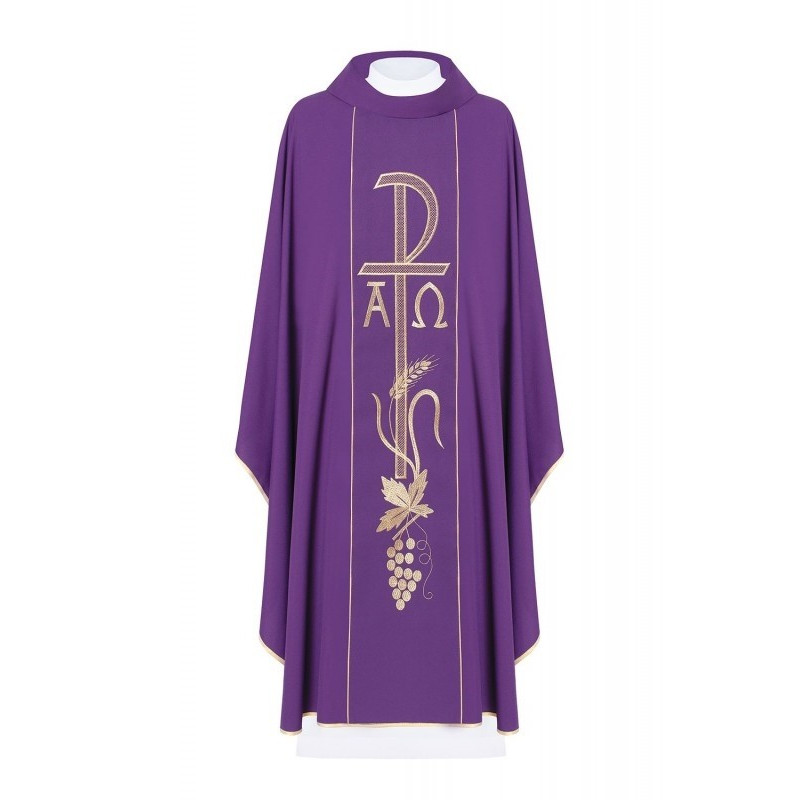Alpha und Omega gesticktes Messgewand - lila (H15)