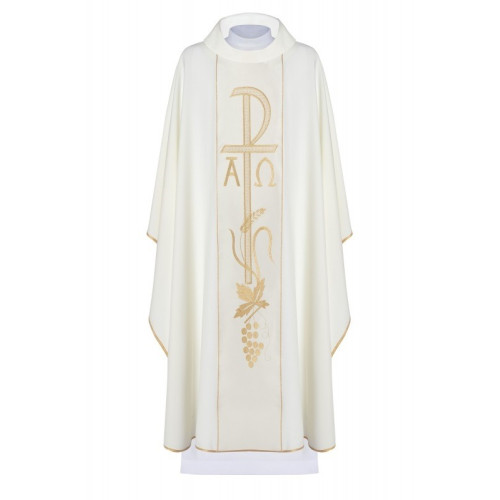 Alpha und Omega gesticktes Messgewand - ecru (H15)