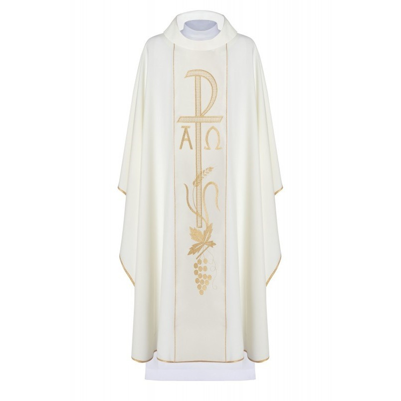 Alpha und Omega gesticktes Messgewand - ecru (H15)