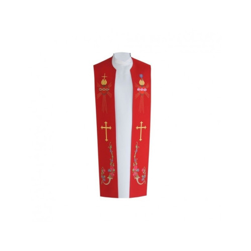 Bestickte Priesterstola - Herz, Kreuz (Baumwolle)