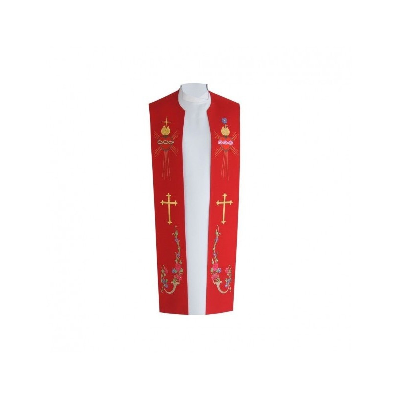 Bestickte Priesterstola - Herz, Kreuz (Baumwolle)