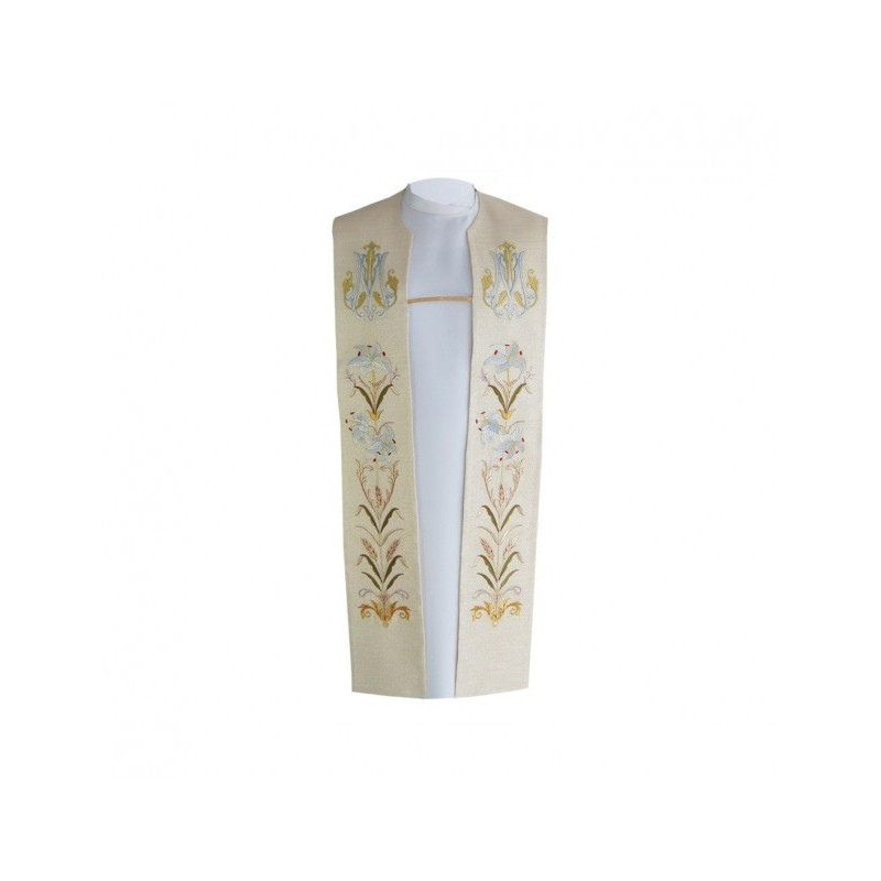 Gestickte Marienstola - Marienwappen + Blumen