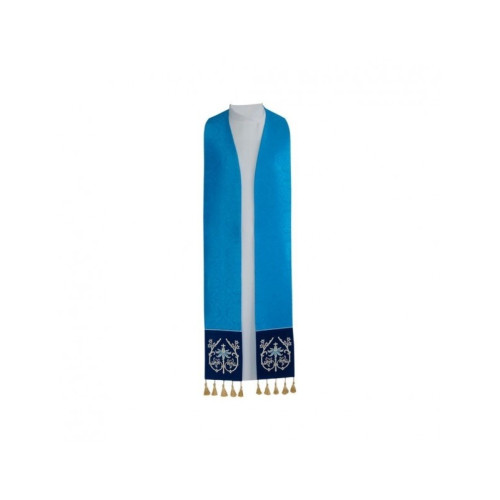 Priesterstola mit Zapfen, Samtstreifen (blau)
