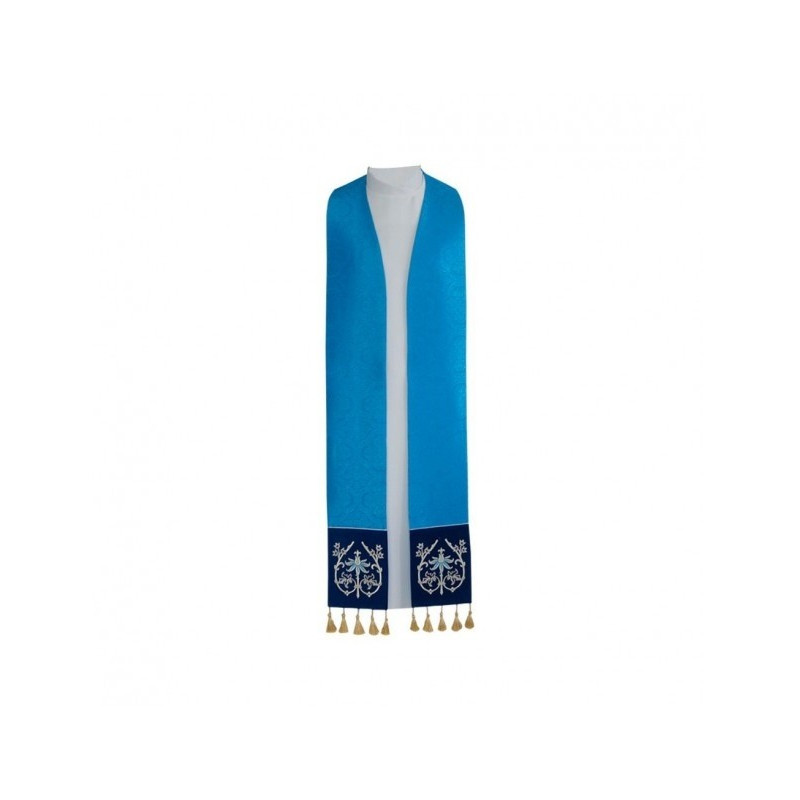 Priesterstola mit Zapfen, Samtstreifen (blau)