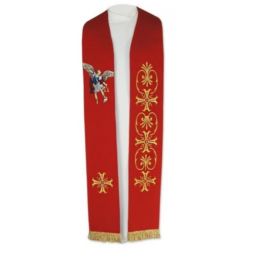 Bestickte rote Stola Erzengel Michael