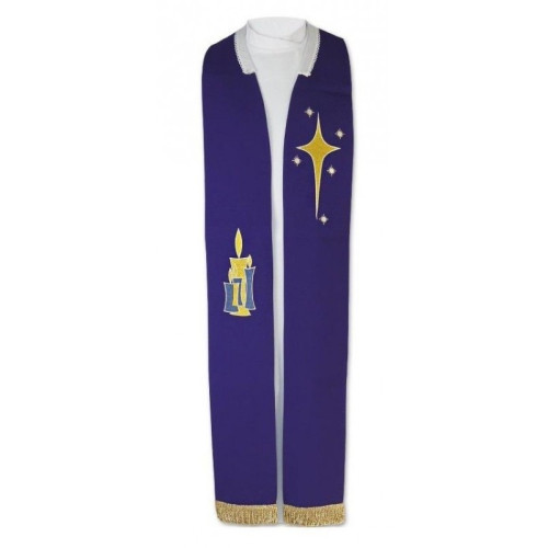 Bestickte lila Stola - Advent (Adventsstola)