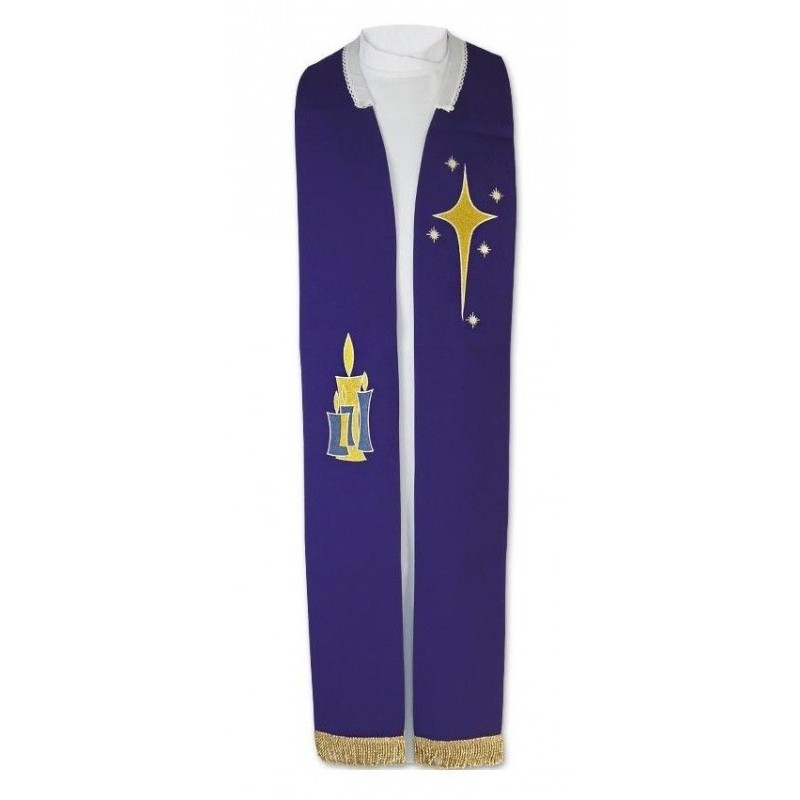 Bestickte lila Stola - Advent (Adventsstola)