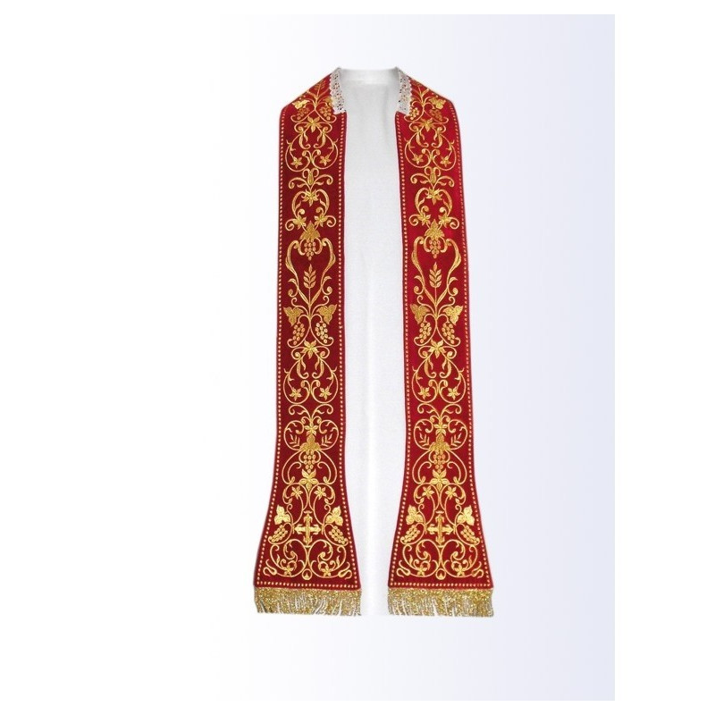 Bestickte römische Stola - Material Samt - liturgische Farben