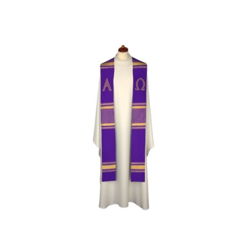 Alpha und Omega gestickte Stola - liturgische Farben (8)