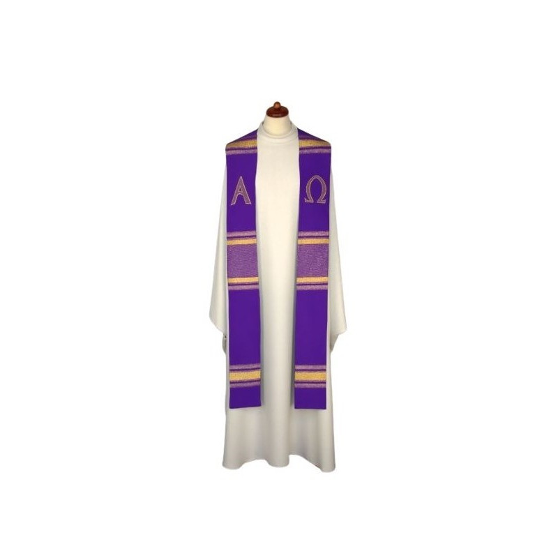 Alpha und Omega gestickte Stola - liturgische Farben (8)