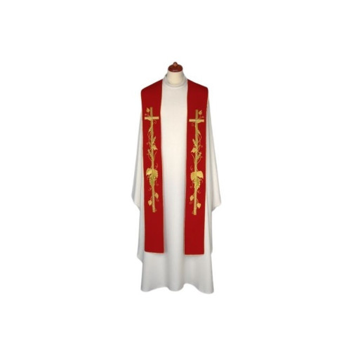 Bestickte Stola - liturgische Farben, reiche Stickerei (12)