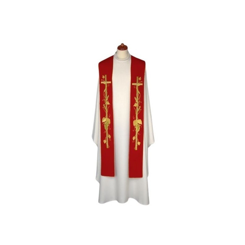 Bestickte Stola - liturgische Farben, reiche Stickerei (12)