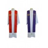 Doppelseitige Priesterstola rot und lila IHS
