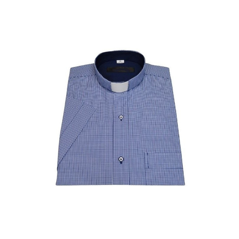 Klerikerhemd slim - navy-blaues Gitter