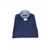 Priesterhemd - navyblau mit kleinem Gitter