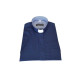 Priesterhemd - navyblau mit kleinem Gitter