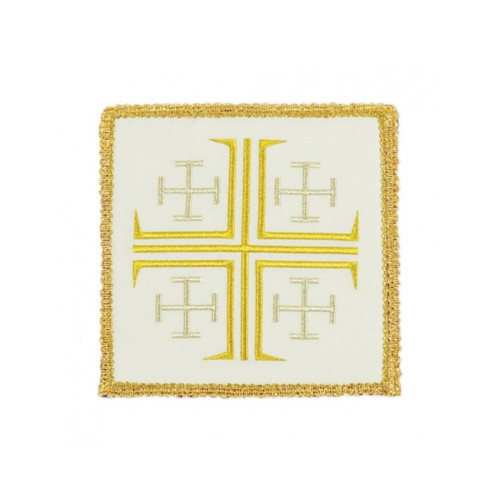Weißes besticktes Kelchtuch - Jerusalemkreuz