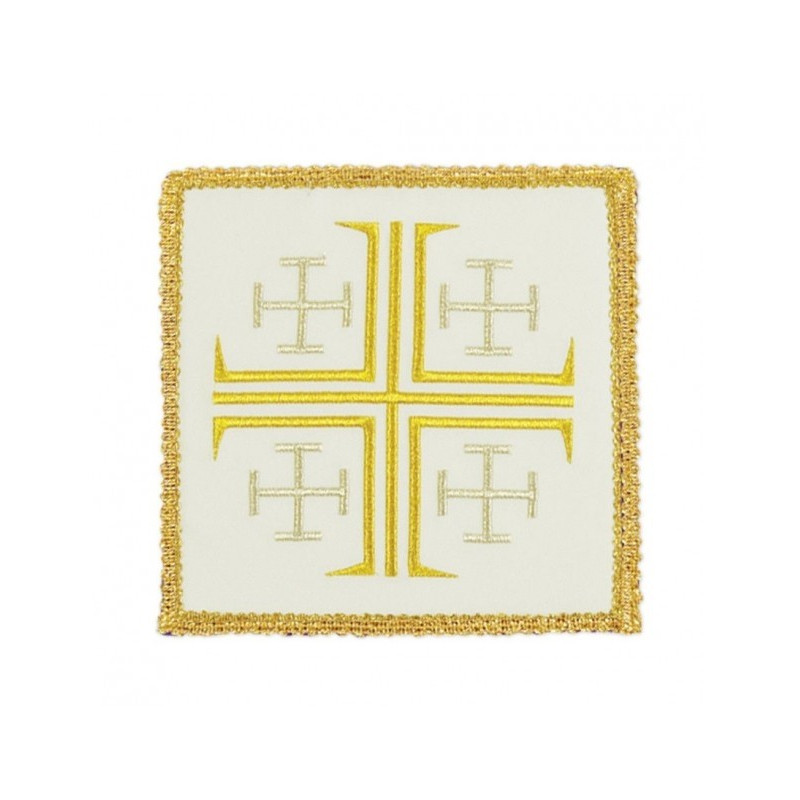 Weißes besticktes Kelchtuch - Jerusalemkreuz