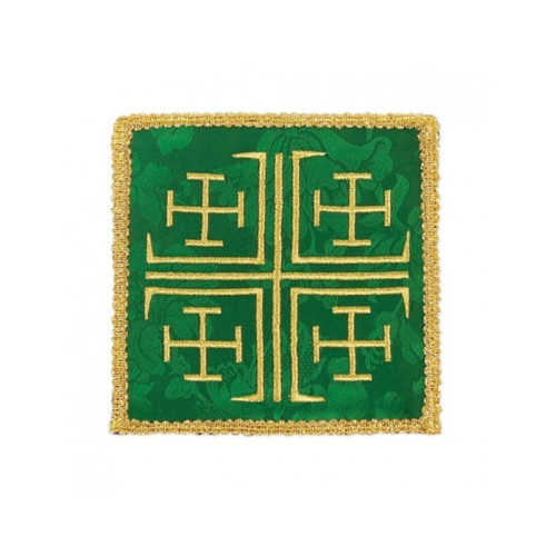 Grünes gesticktes Kelchtuch - Jerusalem Kreuz