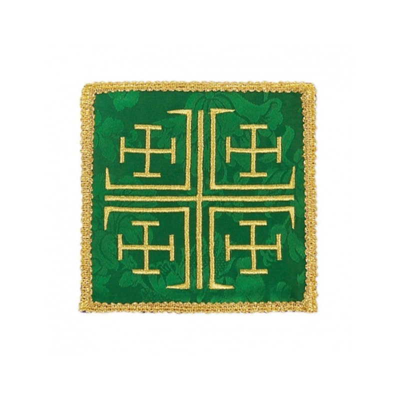 Grünes gesticktes Kelchtuch - Jerusalem Kreuz