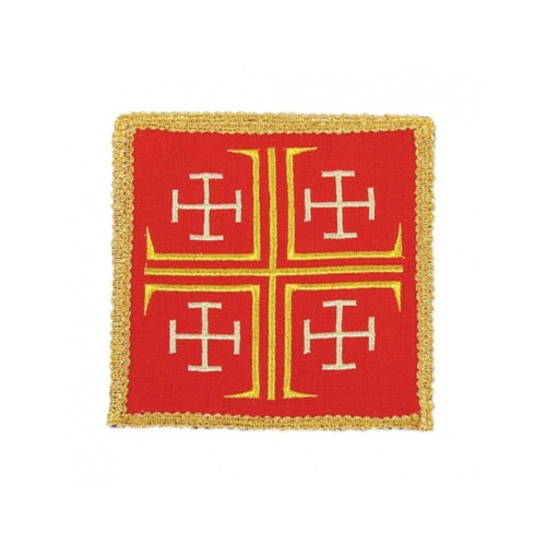 Rotes gesticktes Kelchtuch - Jerusalemkreuz