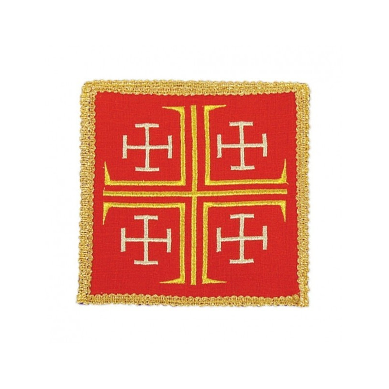 Rotes gesticktes Kelchtuch - Jerusalemkreuz
