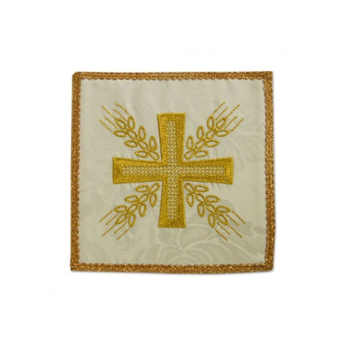 Ecru besticktes Kelchbahrtuch - Kreuz und Ohren