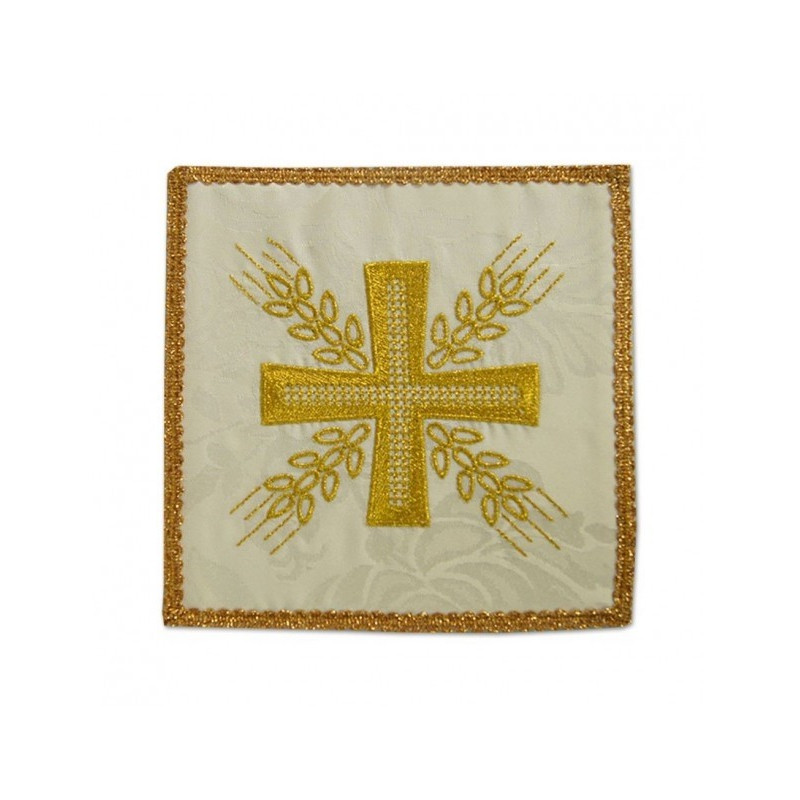 Ecru besticktes Kelchbahrtuch - Kreuz und Ohren