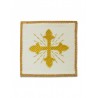 Weißes besticktes Kelchtuch, Samt - goldenes Kreuz
